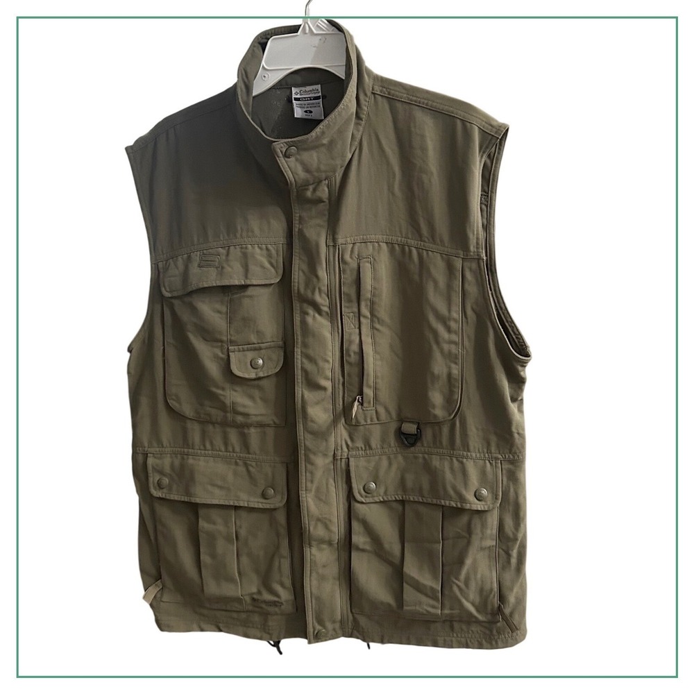 Columbia‎ Sportswear GRT Mens Vest Khaki G.R.T. Utility Pockets Omni Dry Size L